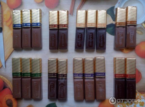 Шоколадные конфеты Merci - количество конфет, сортировка по сортам